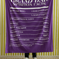 Nutrition Facts Grand Dad Cozy Plush Fleece Blanket - White