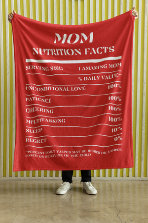 Nutrition Facts Mom Cozy Plush Fleece Blanket - White