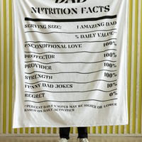 Nutrition Facts Dad Plush Fleece Blanket - Black
