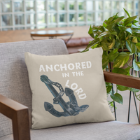 Anchored in the Lord Pillow - White