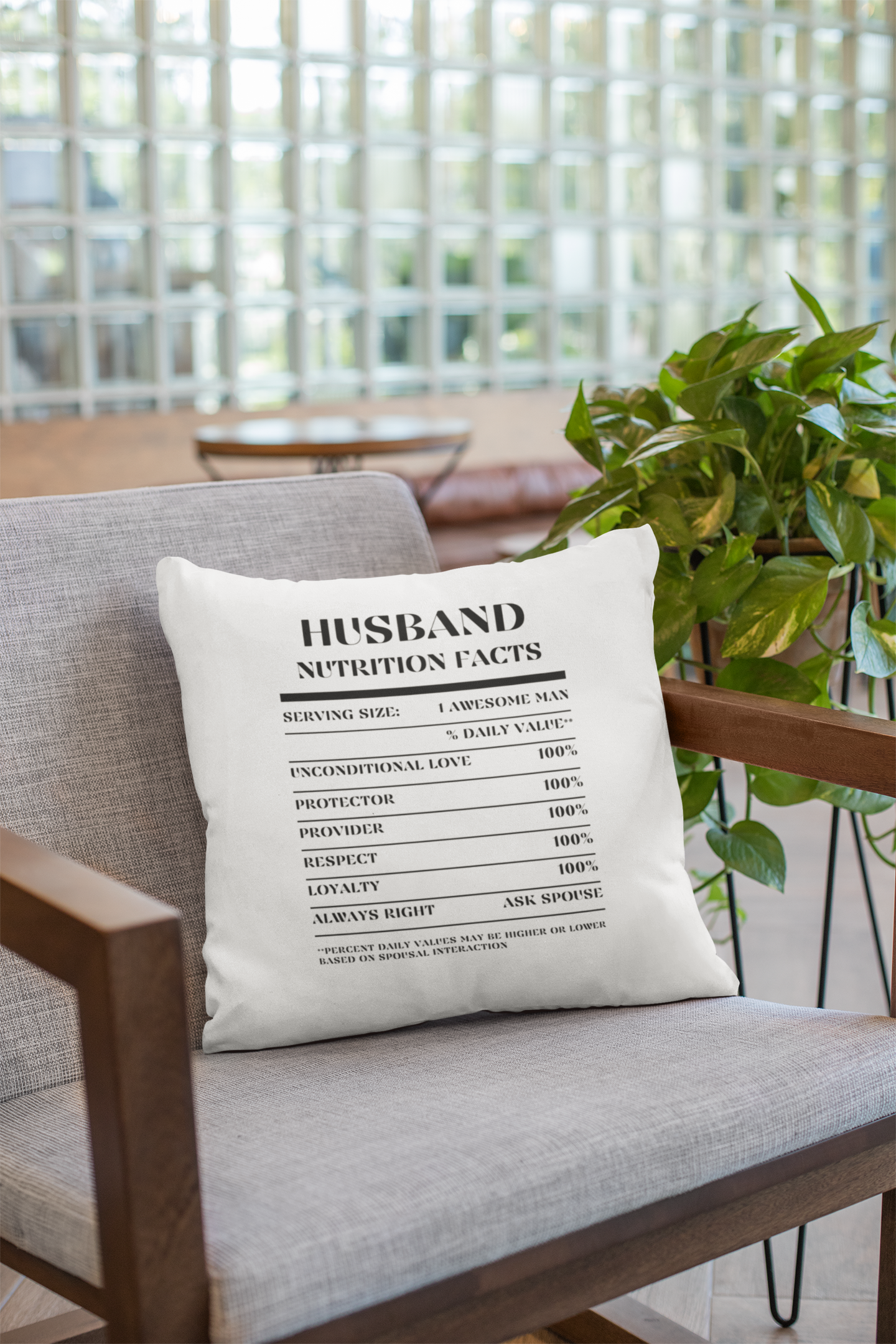 Nutrition Facts Pillow - Husband - Black