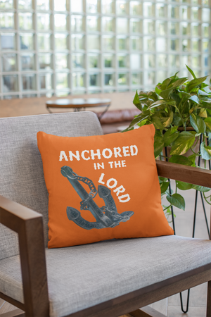 Anchored in the Lord Pillow - White