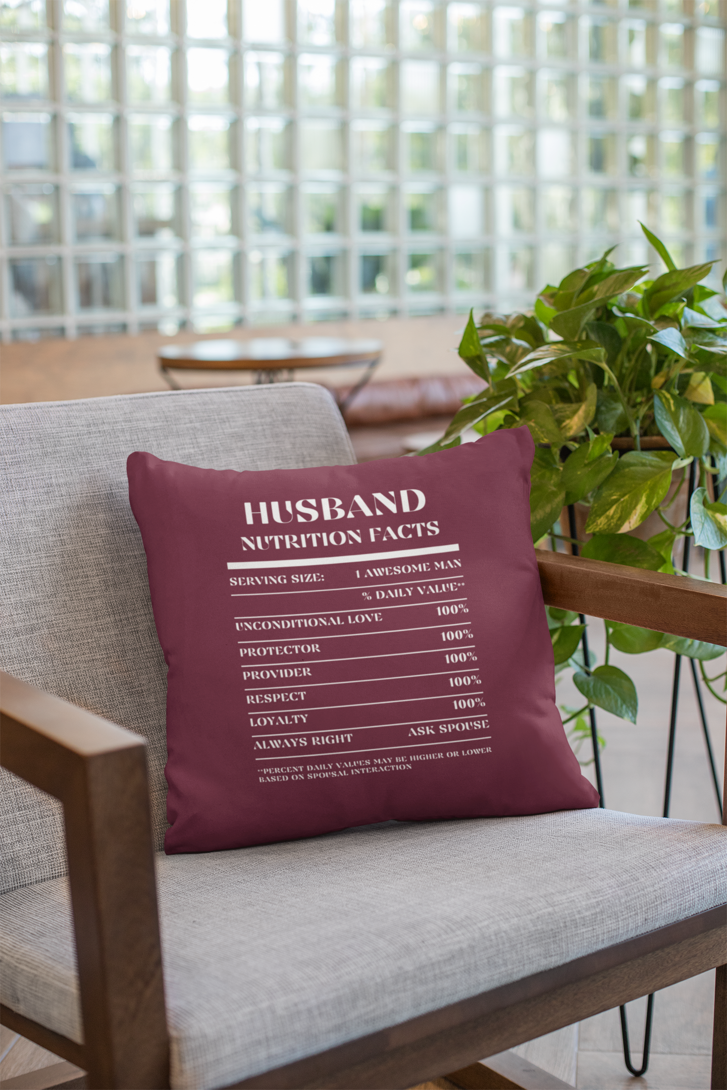 Nutrition Facts Pillow - Husband - White