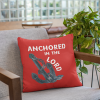 Anchored in the Lord Pillow - White