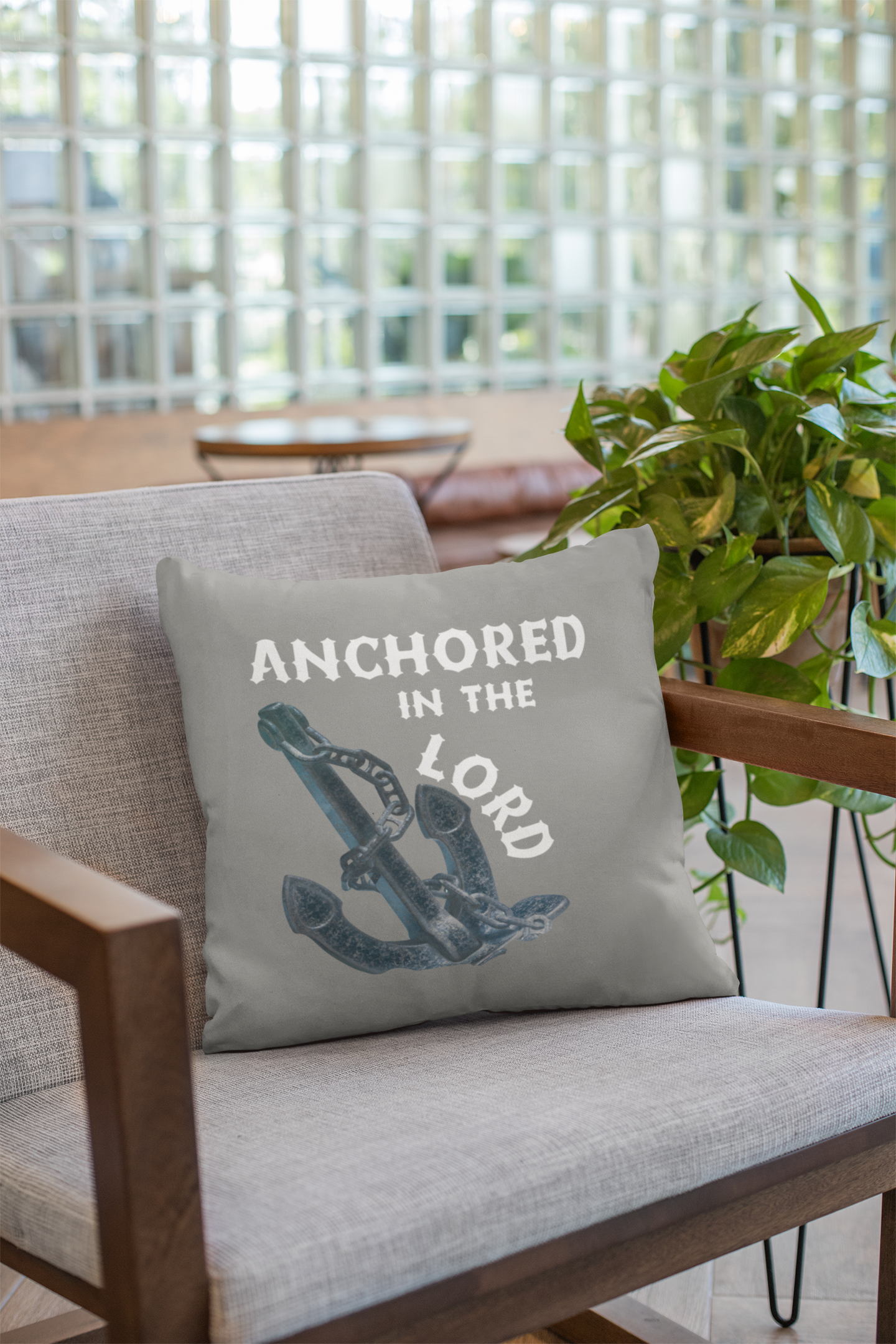 Anchored in the Lord Pillow - White