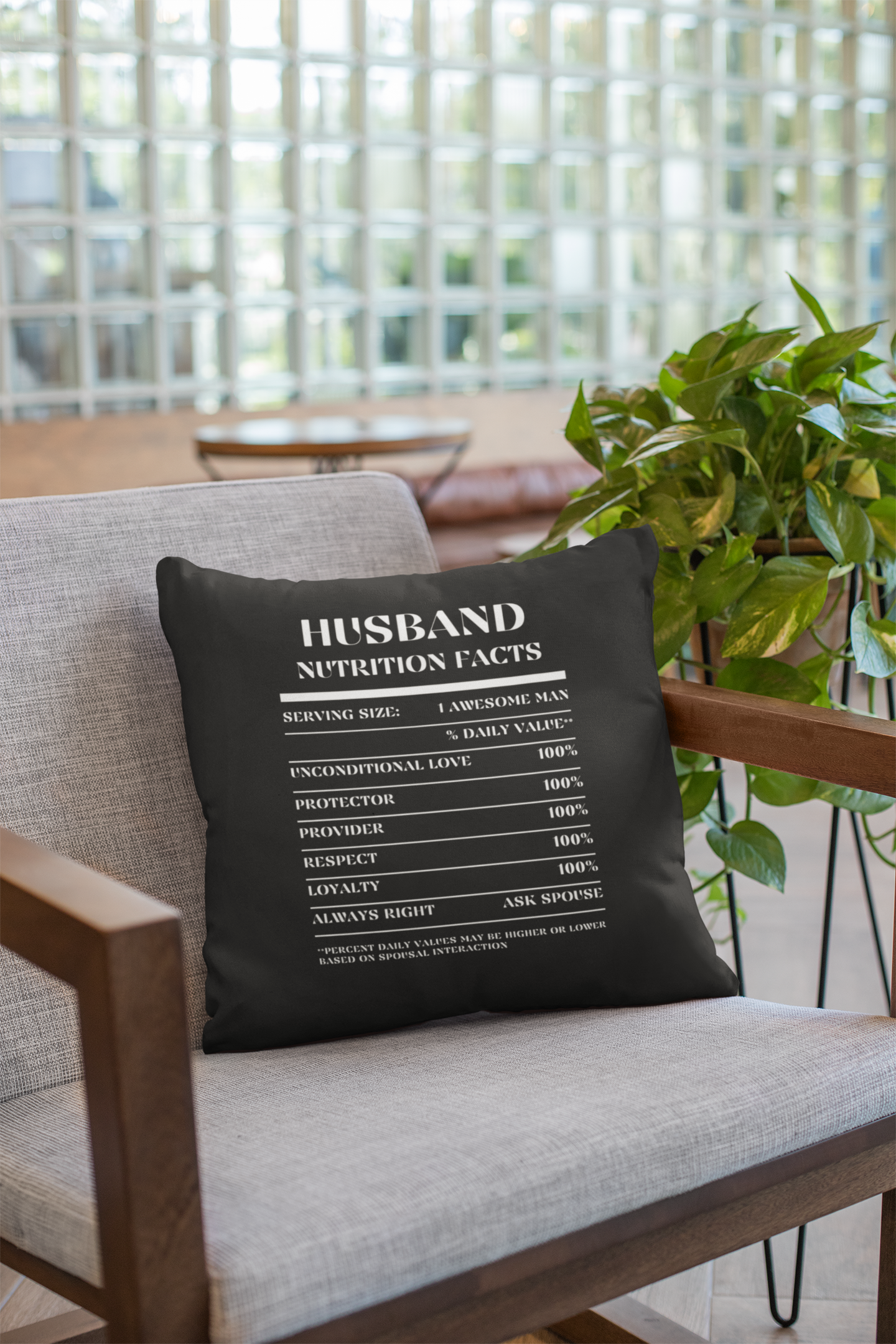 Nutrition Facts Pillow - Husband - White