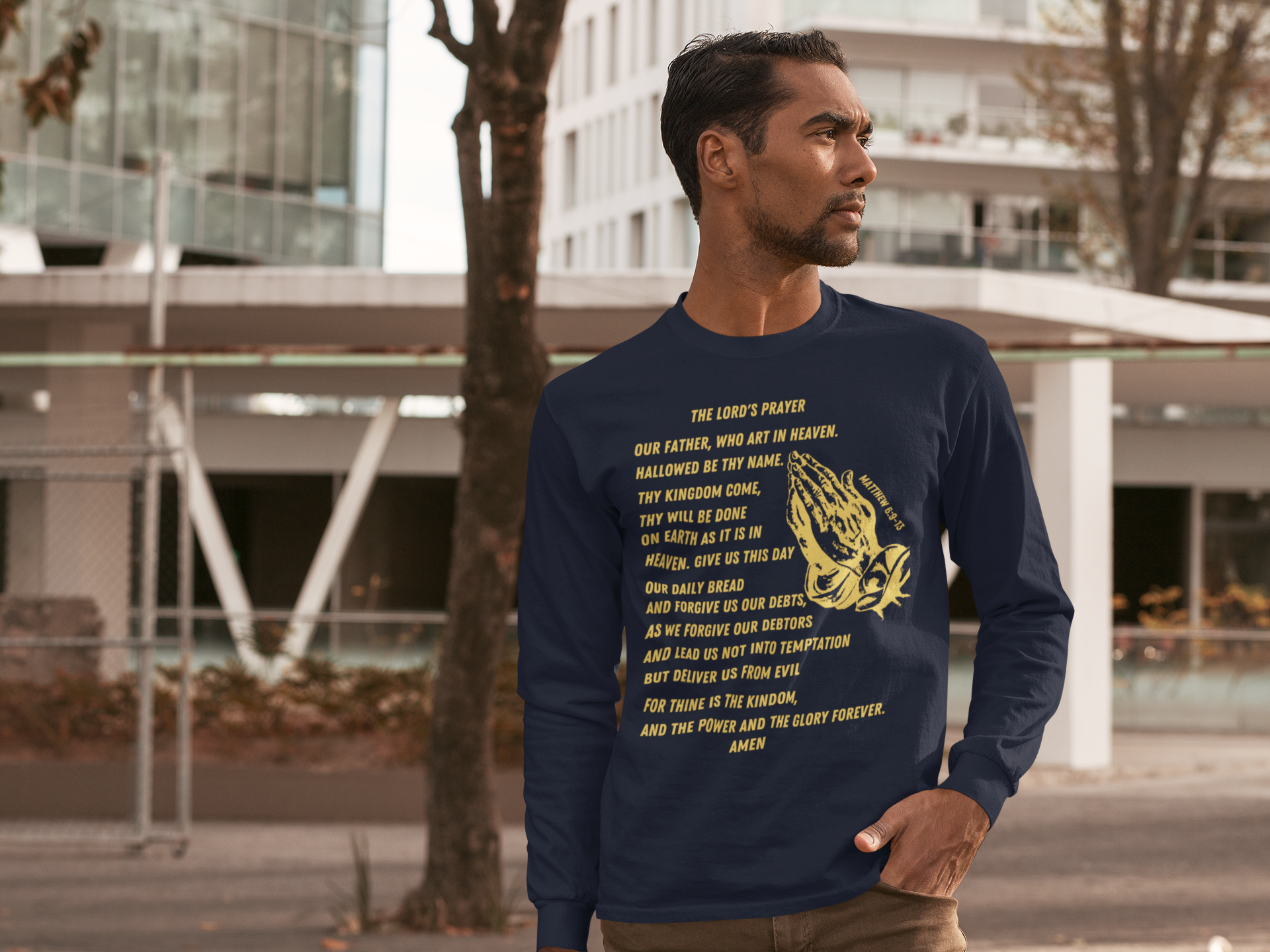 Lord's Prayer Long Sleeve T-shirt Gold