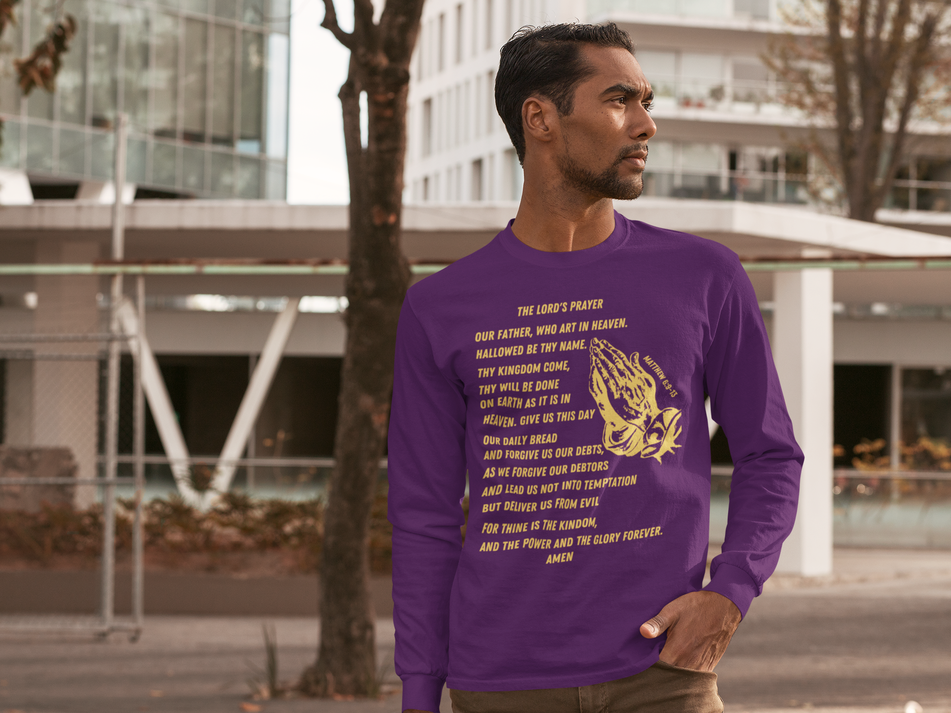 Lord's Prayer Long Sleeve T-shirt Gold