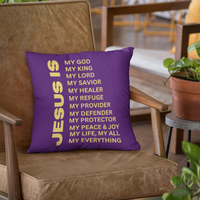 Jesus Is Christian Pillow Gold