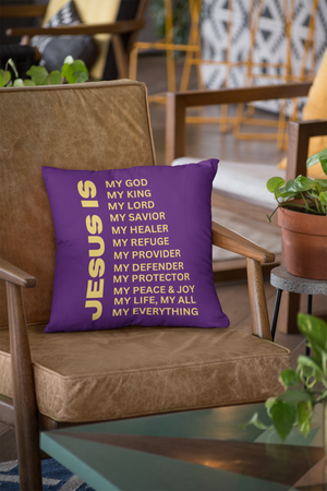 Jesus Is Christian Pillow Gold