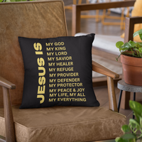 Jesus Is Christian Pillow Gold