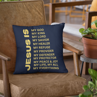 Jesus Is Christian Pillow Gold