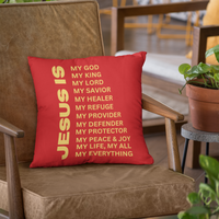 Jesus Is Christian Pillow Gold