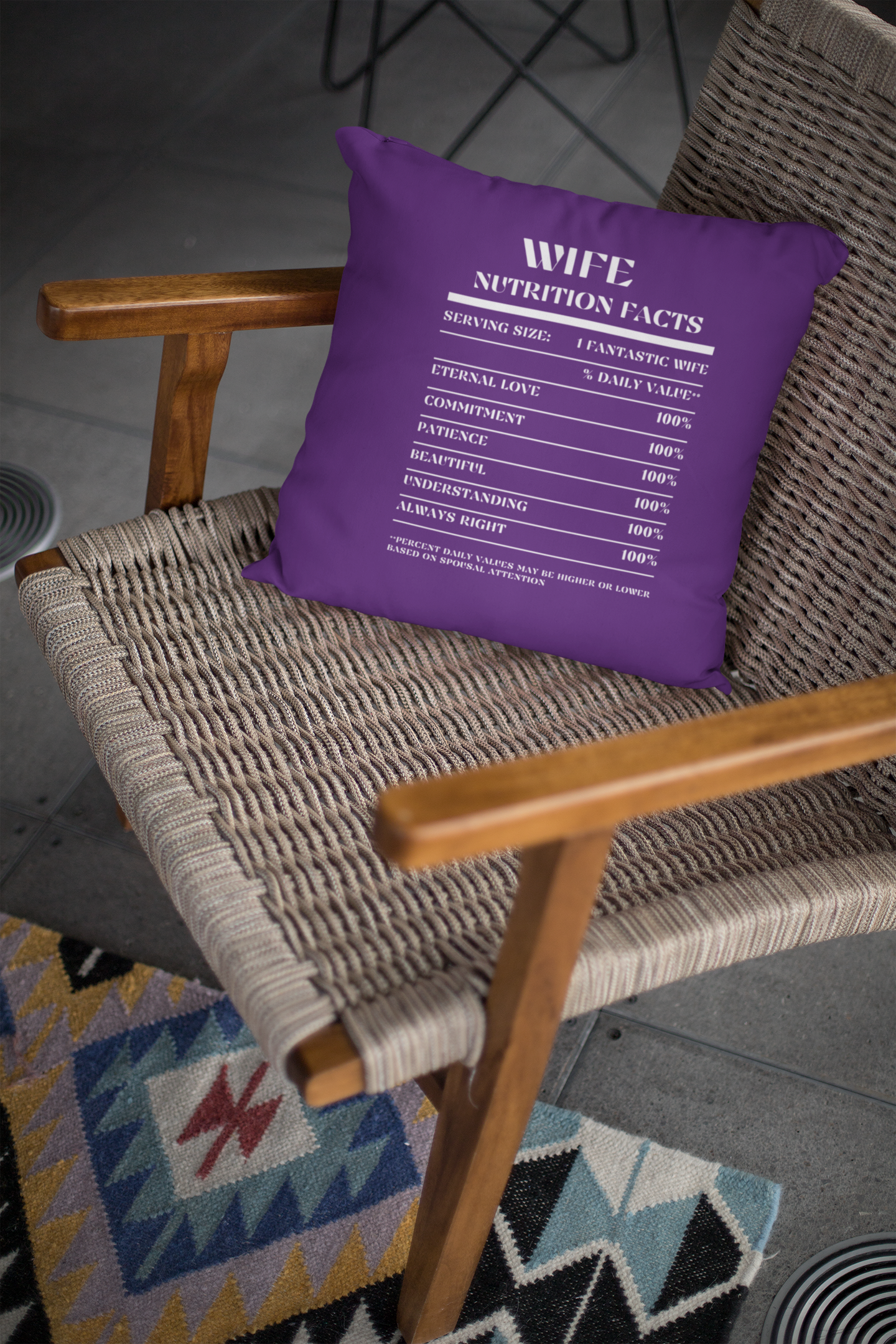 Nutrition Facts Pillow - Wife - White