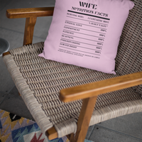 Nutrition Facts Pillow - Wife - Black