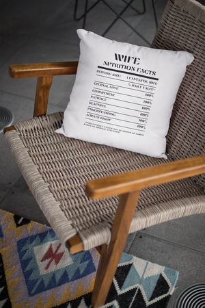 Nutrition Facts Pillow - Wife - Black