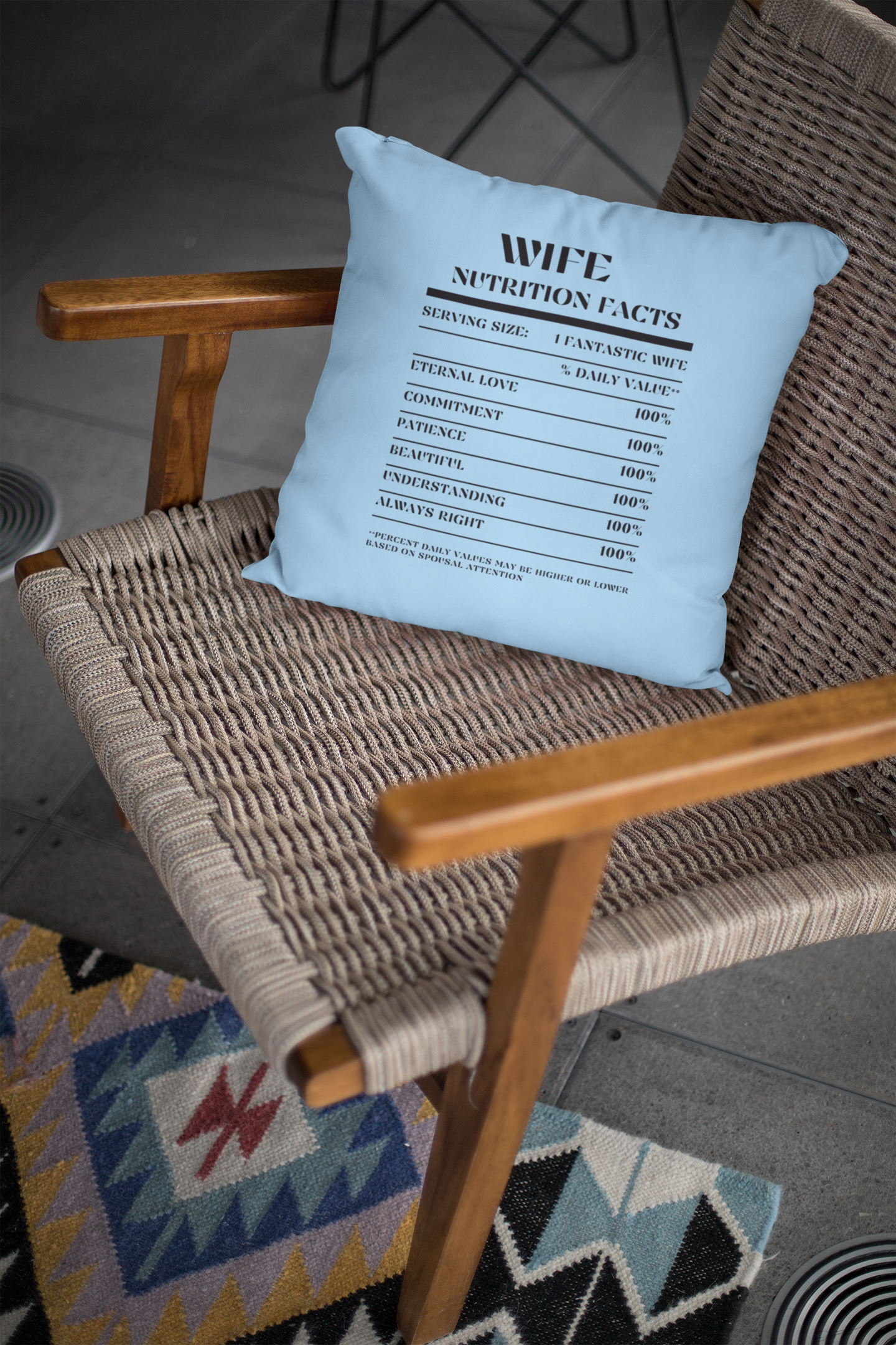 Nutrition Facts Pillow - Wife - Black