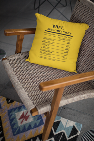 Nutrition Facts Pillow - Wife - Black