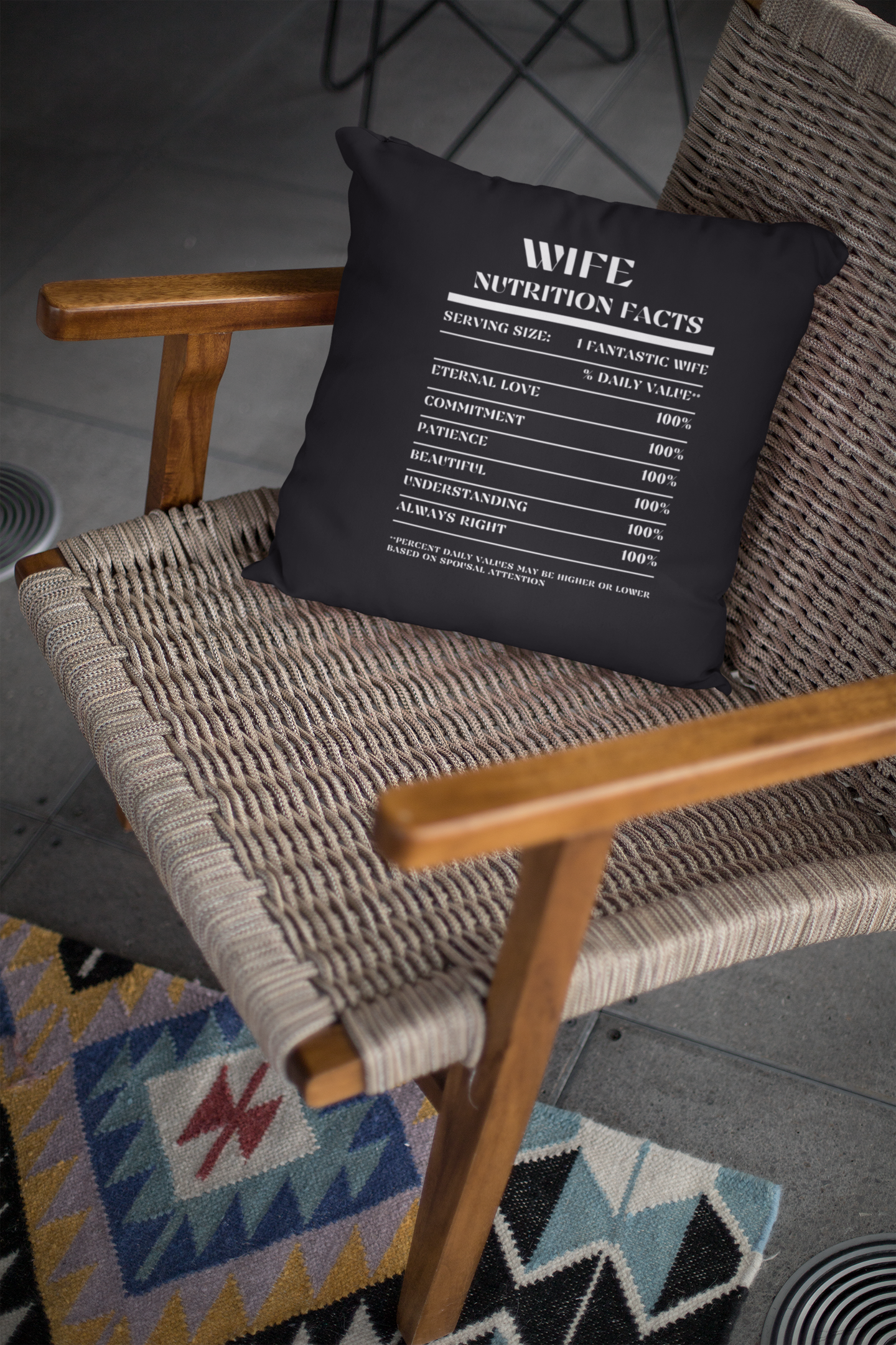Nutrition Facts Pillow - Wife - White