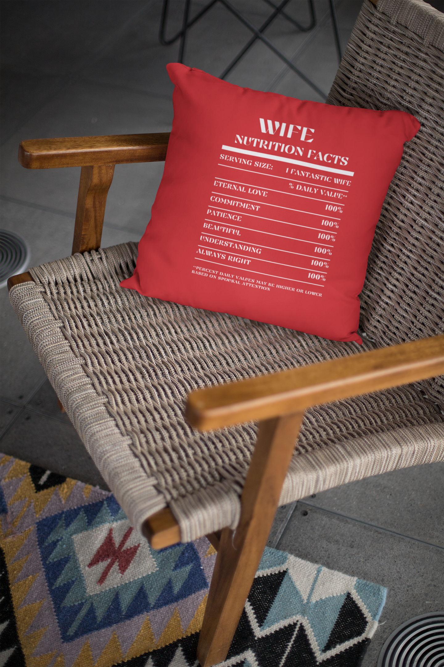 Nutrition Facts Pillow - Wife - White