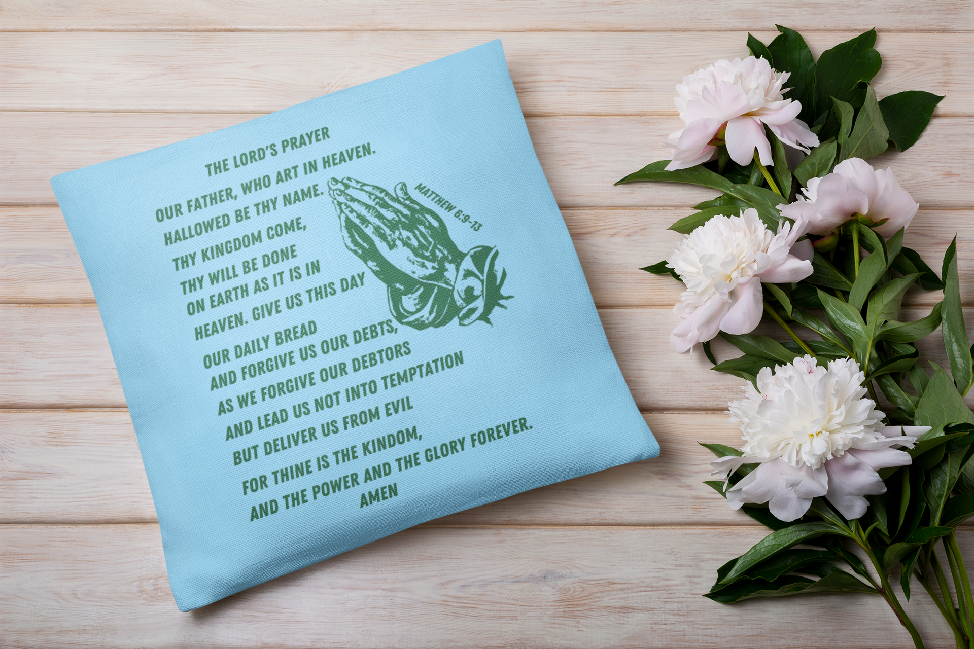 Lord's Prayer Pillow Green