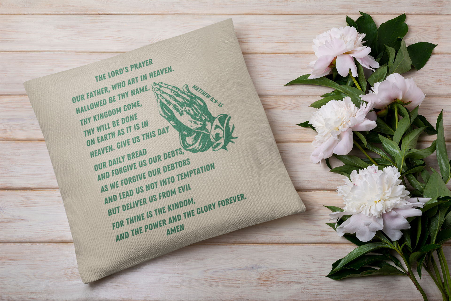 Lord's Prayer Pillow Green