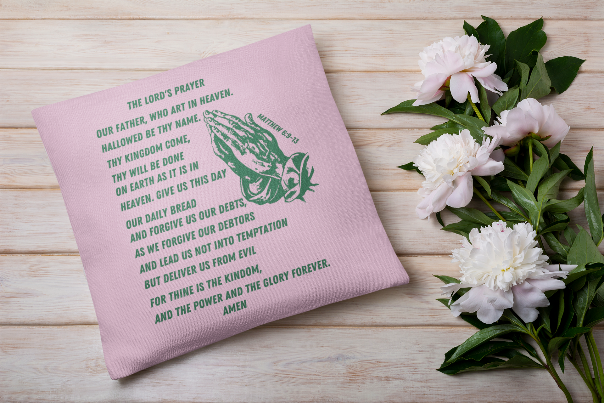 Lord's Prayer Pillow Green