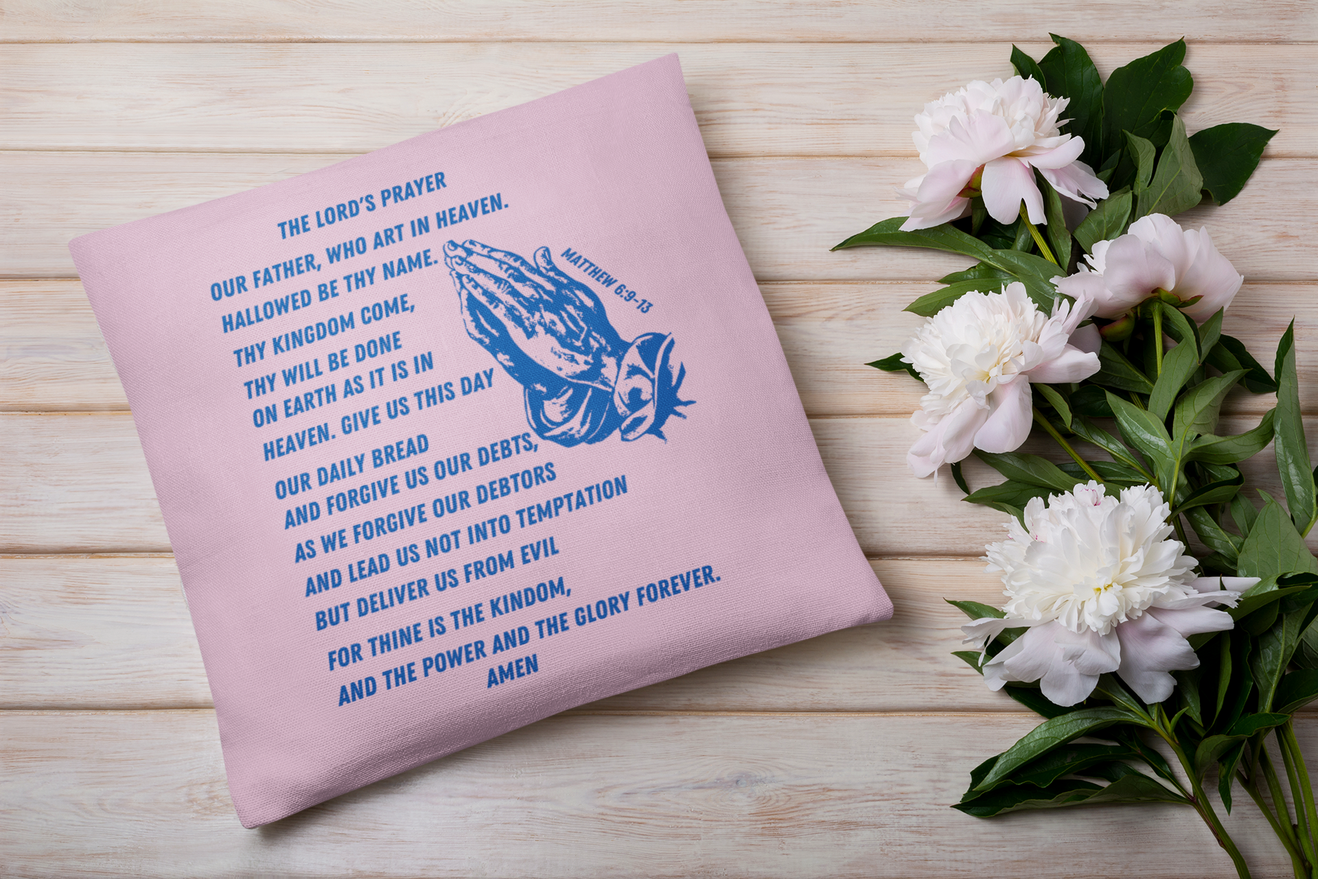 Lord's Prayer Pillow Blue