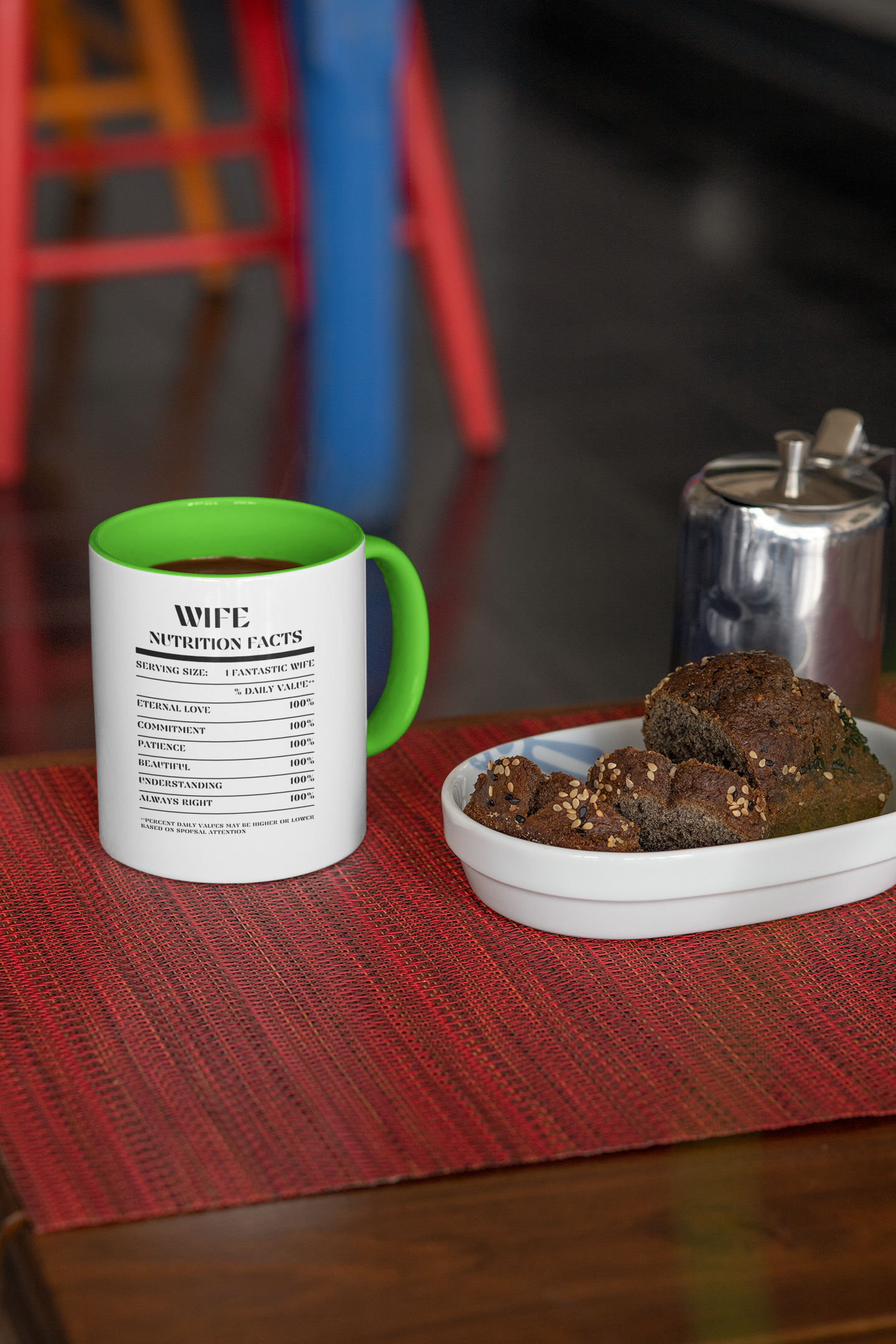 Nutrition Facts Accent Mug - Wife