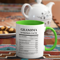 Nutrition Facts Accent Mug - Grandma