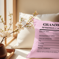 Nutrition Facts Pillow - Grandma - Black