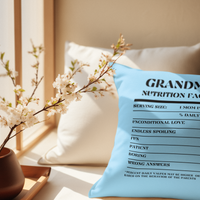 Nutrition Facts Pillow - Grandma - Black