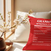 Nutrition Facts Pillow - Grandma - White