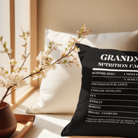 Nutrition Facts Pillow - Grandma - White