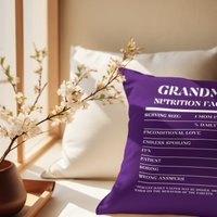 Nutrition Facts Pillow - Grandma - White