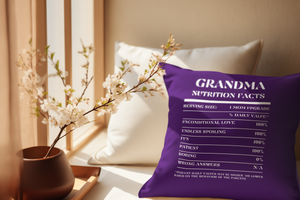 Nutrition Facts Pillow - Grandma - White