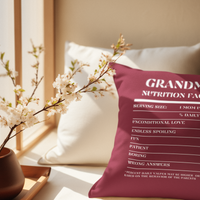 Nutrition Facts Pillow - Grandma - White
