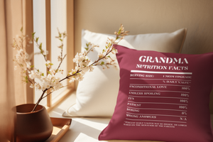 Nutrition Facts Pillow - Grandma - White