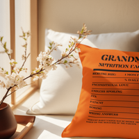 Nutrition Facts Pillow - Grandma - Black