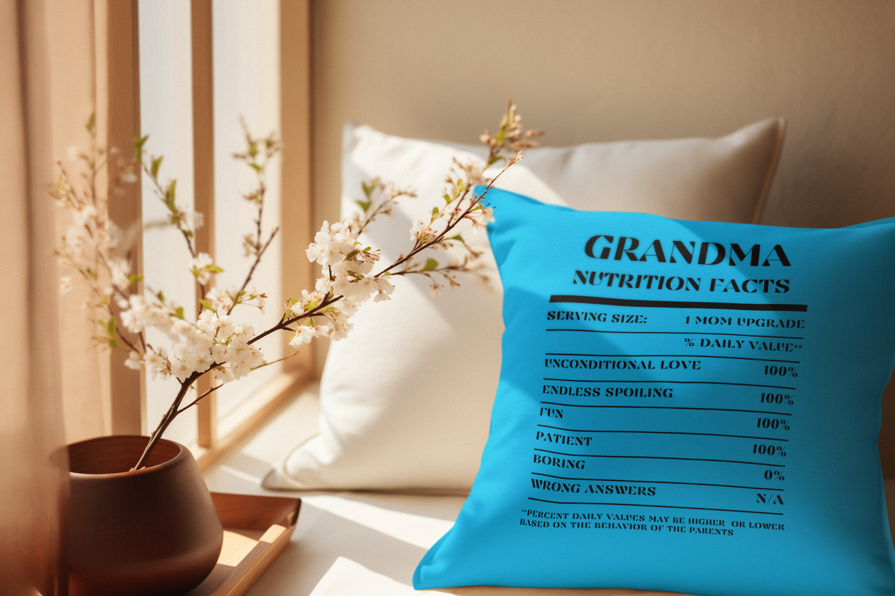 Nutrition Facts Pillow - Grandma - Black