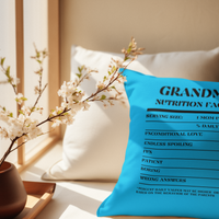 Nutrition Facts Pillow - Grandma - Black
