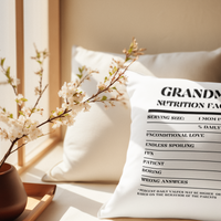 Nutrition Facts Pillow - Grandma - Black