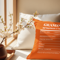 Nutrition Facts Pillow - Grandma - White