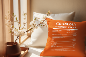 Nutrition Facts Pillow - Grandma - White