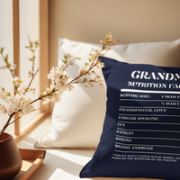 Nutrition Facts Pillow - Grandma - White