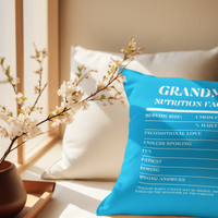Nutrition Facts Pillow - Grandma - White