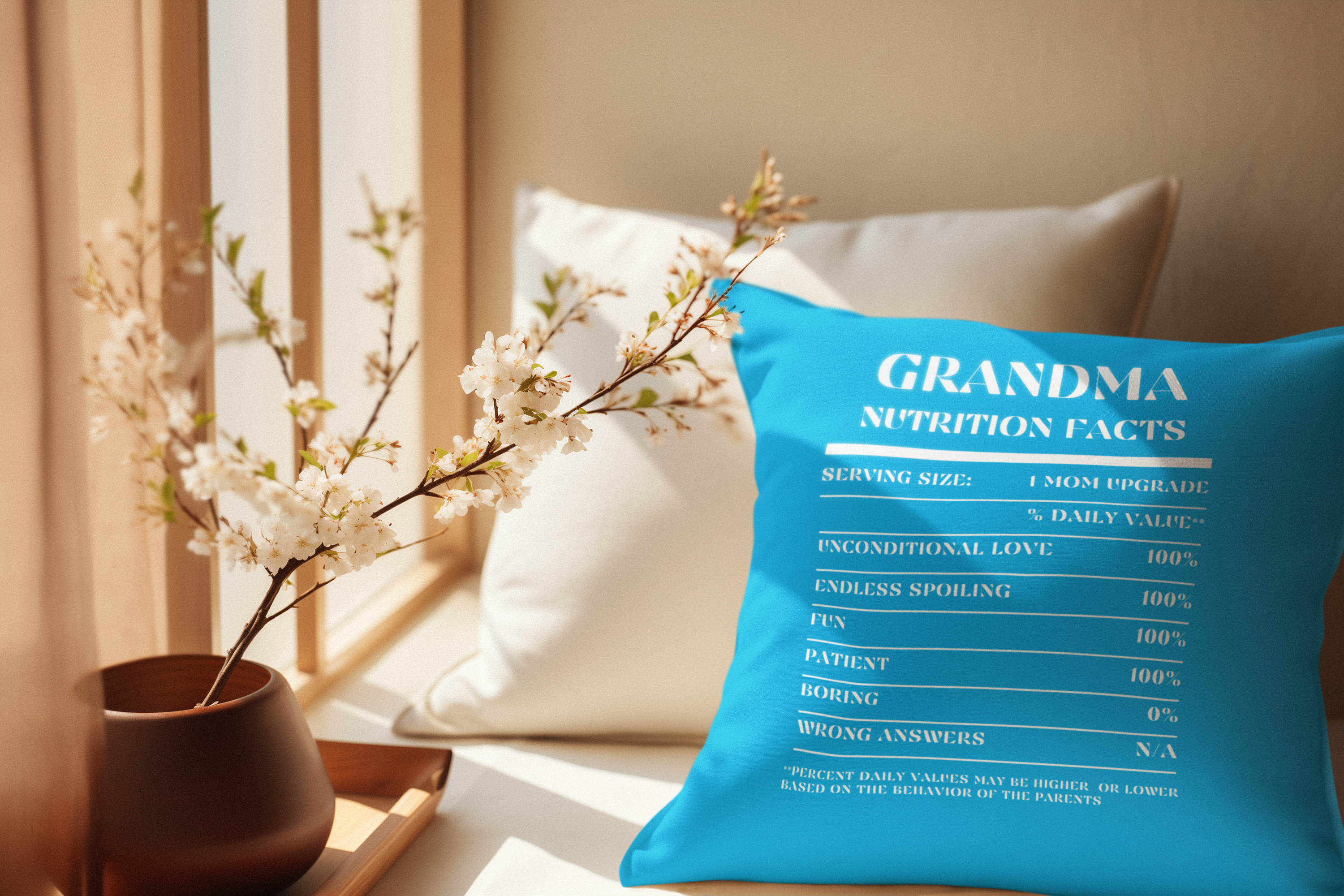 Nutrition Facts Pillow - Grandma - White