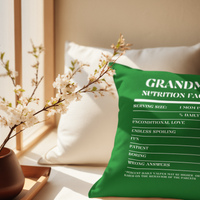 Nutrition Facts Pillow - Grandma - White