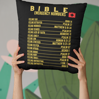Emergency Bible Numbers Christian Pillow Gold