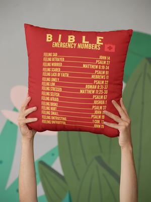 Emergency Bible Numbers Christian Pillow Gold